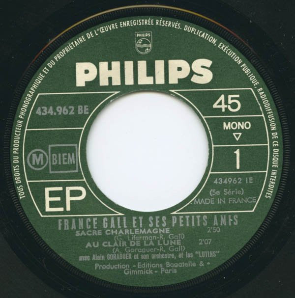 France Gall Et Ses Petits Amis : Sacré Charlemagne (7", EP, Mono)