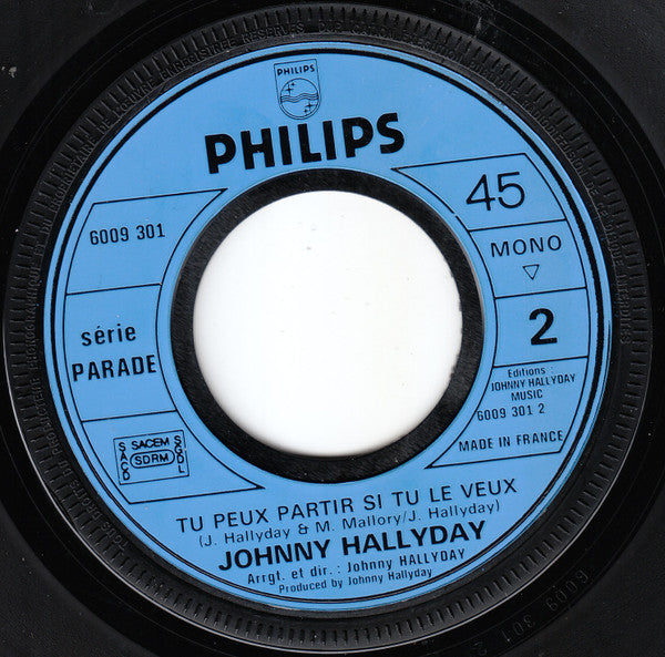 Johnny Hallyday : Avant / Tu Peux Partir Si Tu Le Veux (7", Single, Mono)