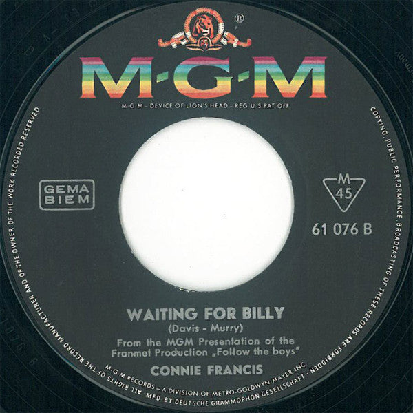 Connie Francis : Follow The Boys (7", Single, Mono)