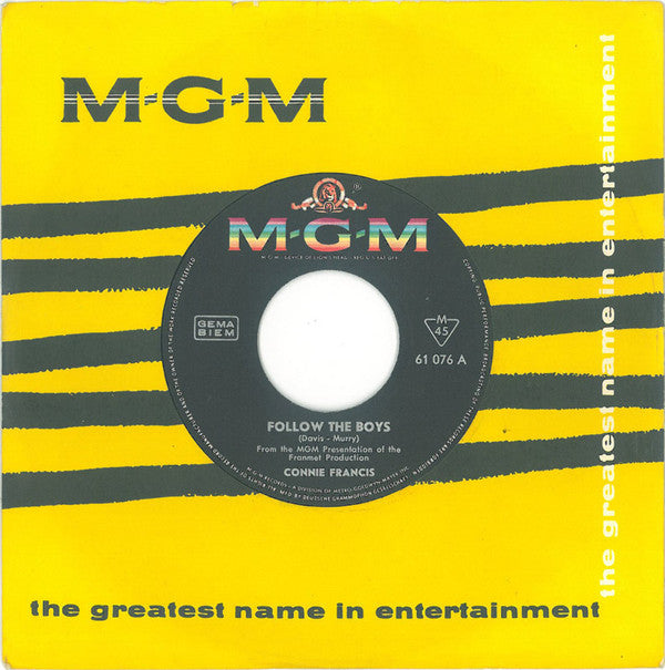 Connie Francis : Follow The Boys (7", Single, Mono)