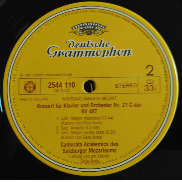 Wolfgang Amadeus Mozart - Camerata Academica Salzburg, Géza Anda : Klavierkonzerte · Piano Concertos - G-Dur / In G Major / KV 453 · C-Dur / In C Major / KV 467 (LP, Album)