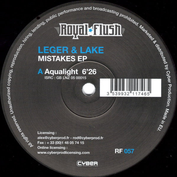 Leger* & Lake* : Mistakes EP (12", EP)