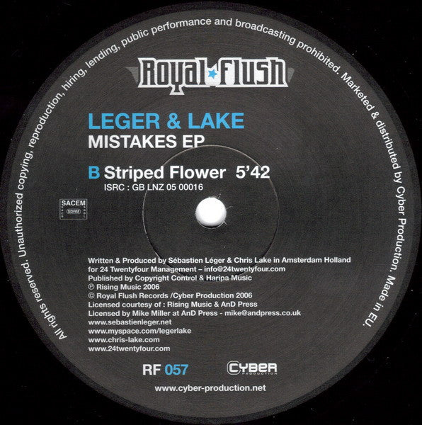 Leger* & Lake* : Mistakes EP (12", EP)