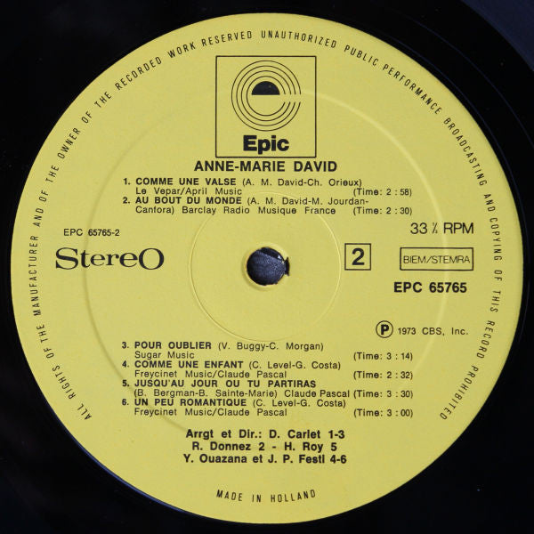 Anne-Marie David : Tu Te Reconnaitras (LP, Album)
