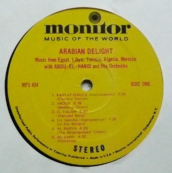 Abdu-El-Hanid And His Orchestra : Arabian Delight! (LP, Album)