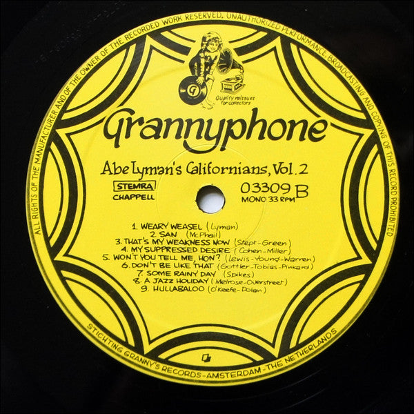 Abe Lyman And His Californians : Abe Lyman And His Californians Volume 2 (1926-30) (LP, Comp)