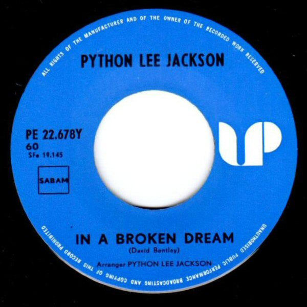 Python Lee Jackson : In A Broken Dream / Boogie Woogie Joe (7")