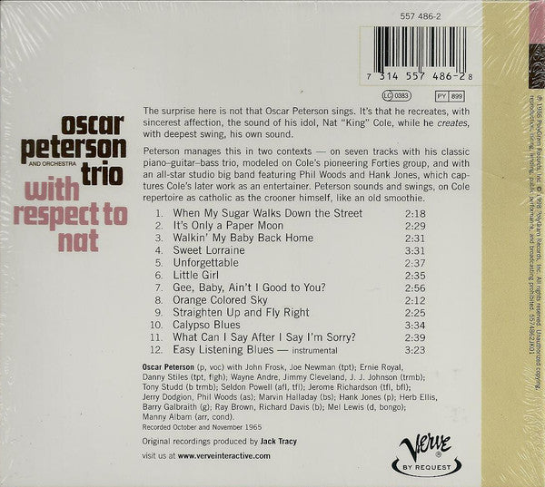 The Oscar Peterson Trio : With Respect To Nat (CD, Album, RE, RM, Dig)