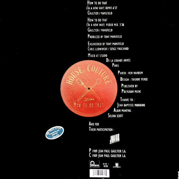 Jean Paul Gaultier : How To Do That (12", S/Sided, Maxi, Etch)