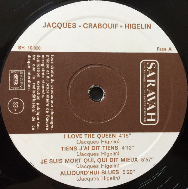 Jacques Higelin : Jacques "Crabouif" Higelin (LP, Album, Gat)