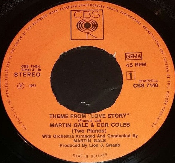 Martin Gale & Cor Coles : Theme From Love Story (7", Single)