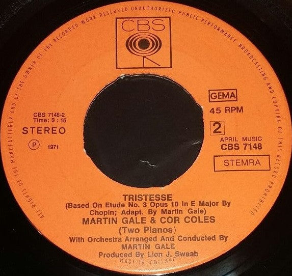 Martin Gale & Cor Coles : Theme From Love Story (7", Single)