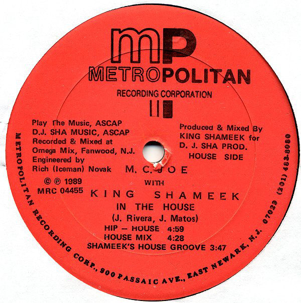 M.C. Joe With King Shameek : In The House (12")