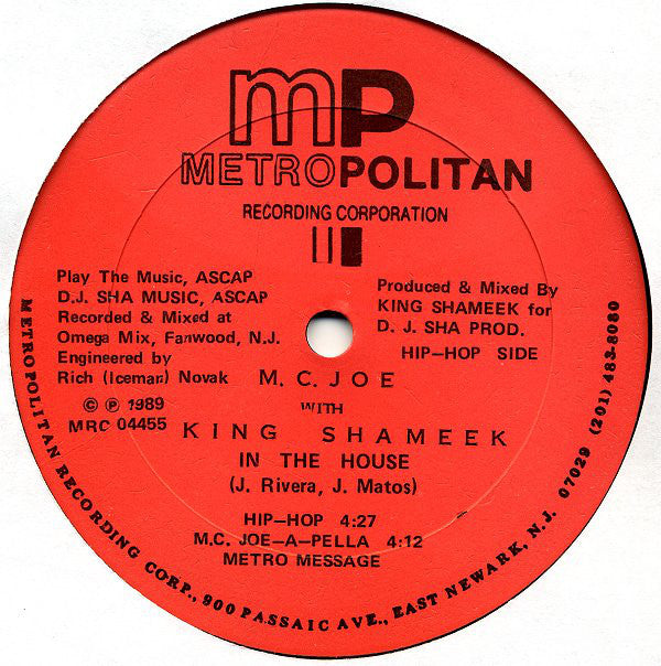 M.C. Joe With King Shameek : In The House (12")