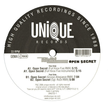 Malente : Open Secret (12")