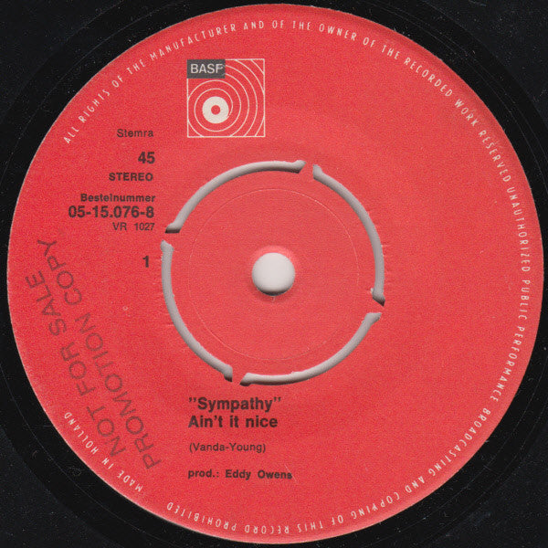 Sympathy (3) : Ain't It Nice (7", Single)