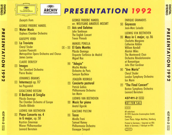Various : Presentation 1992 (CD, Comp, Promo)