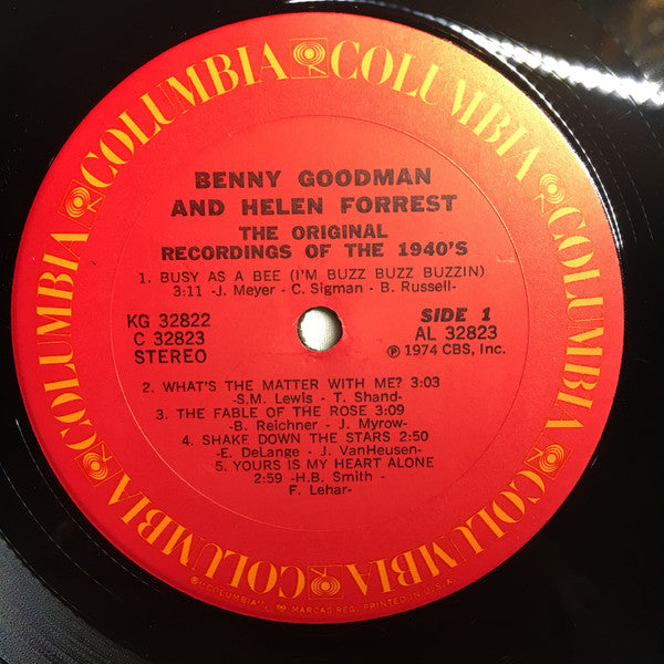 Benny Goodman And Helen Forrest : The Original Recordings Of The 1940's (2xLP, Comp)