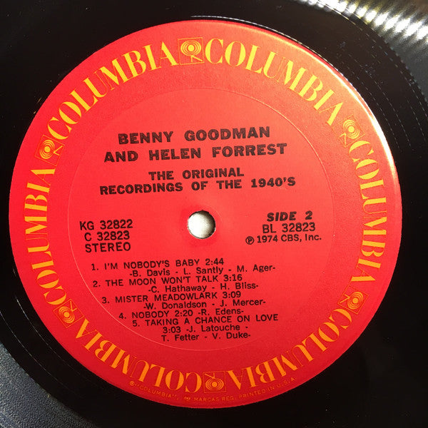 Benny Goodman And Helen Forrest : The Original Recordings Of The 1940's (2xLP, Comp)