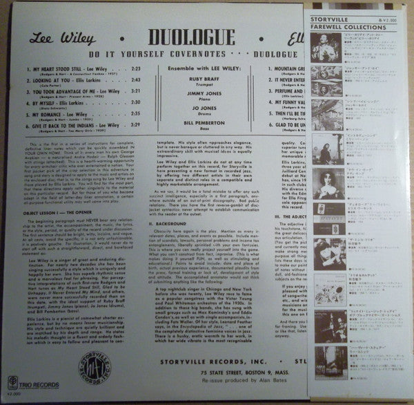 Lee Wiley - Ellis Larkins : Duologue (LP, Album, Mono, RE)