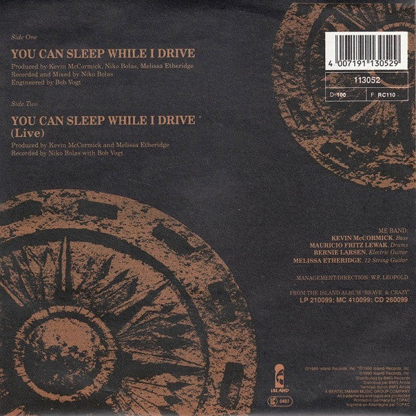 Melissa Etheridge : You Can Sleep While I Drive (7", Single)