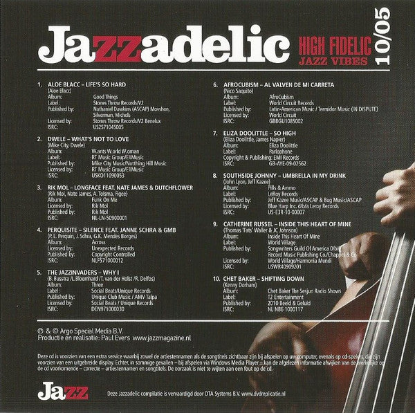 Various : Jazzadelic 10.5 High-Fidelic Jazz Vibes (CD, Comp, Promo)