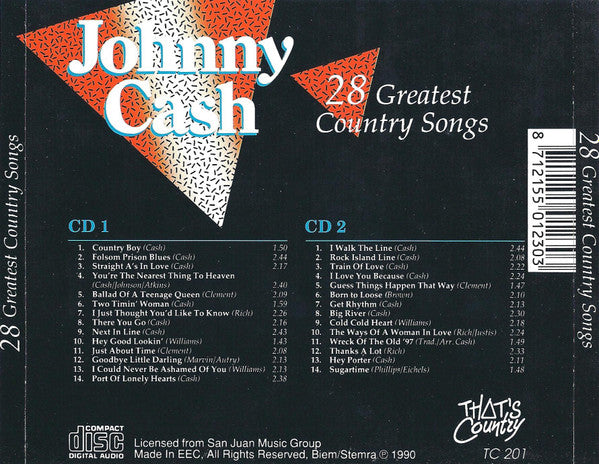 Johnny Cash : 28 Greatest Country Songs (2xCD, Comp)