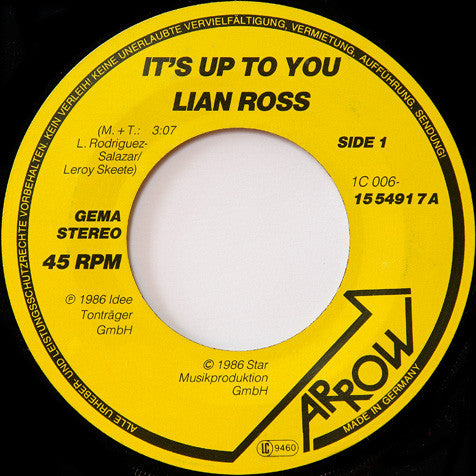 Lian Ross : It's Up To You (7", Single)