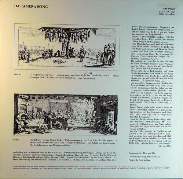 Hein + Oss / Bertolt Brecht : Lieder, Balladen & Songs (LP, Album)