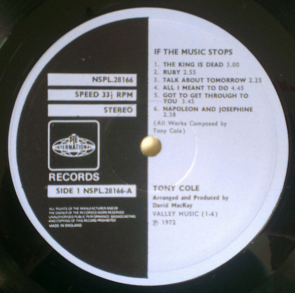 Tony Cole : If The Music Stops (LP, Album)