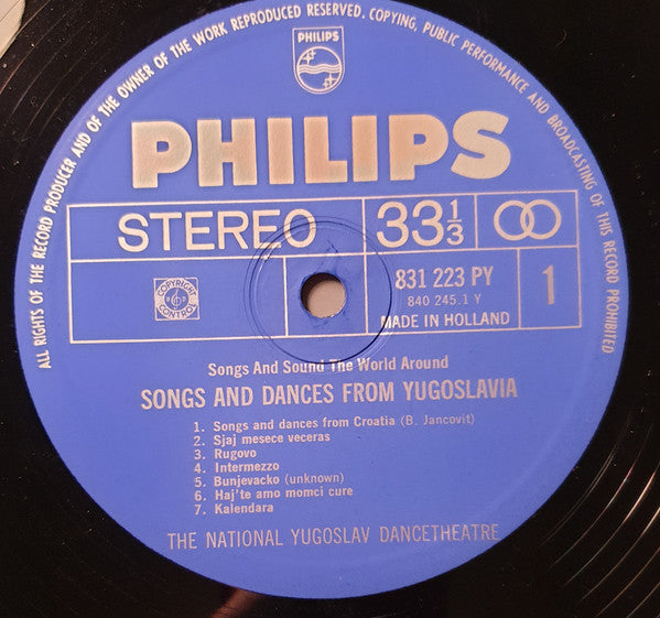 National Yugoslav Dance Theatre : Songs And Dances From Yugoslavia (LP)