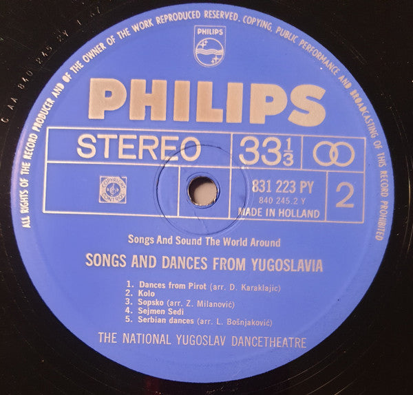 National Yugoslav Dance Theatre : Songs And Dances From Yugoslavia (LP)