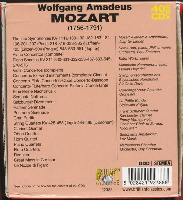 Wolfgang Amadeus Mozart : The Masterworks (40xCD, Comp + Box)