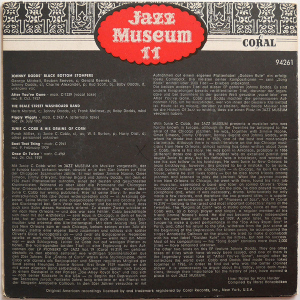 Johnny Dodds, Junie Cobb : Johnny Dodds, Junie C. Cobb 1927/29 (7", EP, Mono)