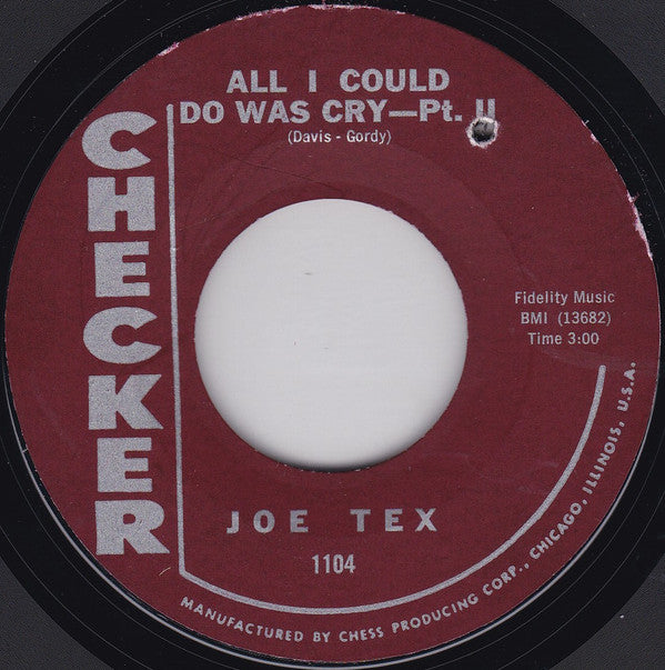 Joe Tex : Baby You're Right / All I Could Do Was Cry - Pt. II (7")