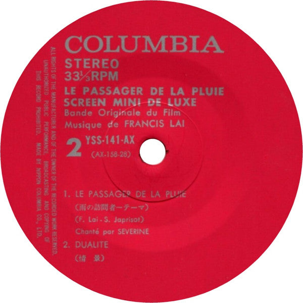 Francis Lai : Le Passager De La Pluie (7", EP)