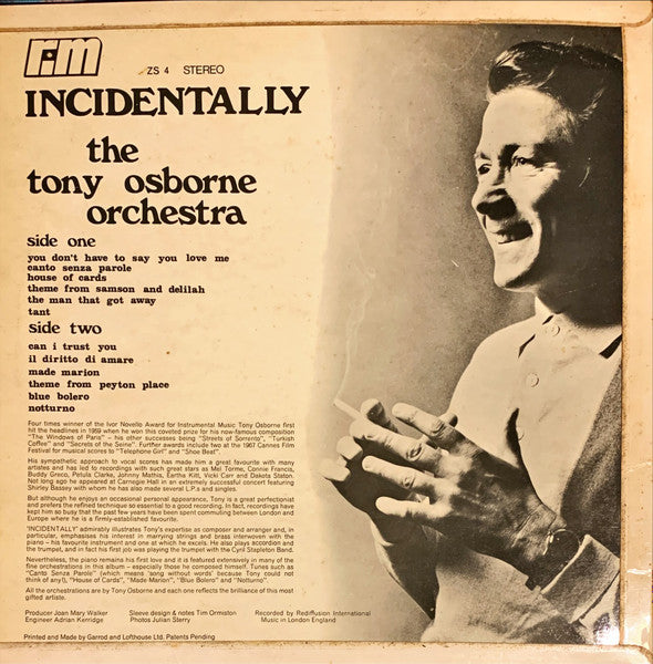 Tony Osborne And His Orchestra : Incidentally (LP, Album)