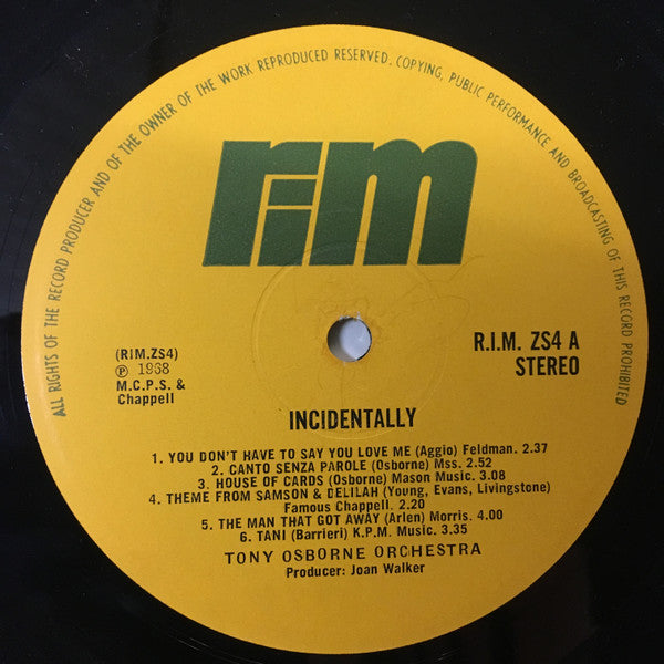 Tony Osborne And His Orchestra : Incidentally (LP, Album)