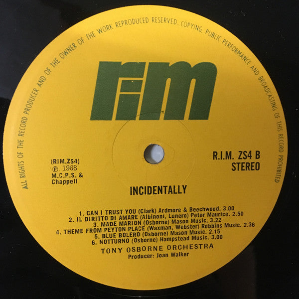 Tony Osborne And His Orchestra : Incidentally (LP, Album)