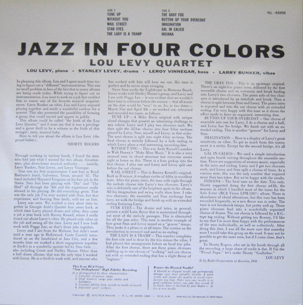 Lou Levy Quartet : Jazz In Four Colors (LP, RE)