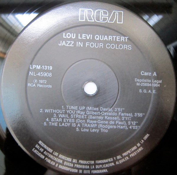 Lou Levy Quartet : Jazz In Four Colors (LP, RE)