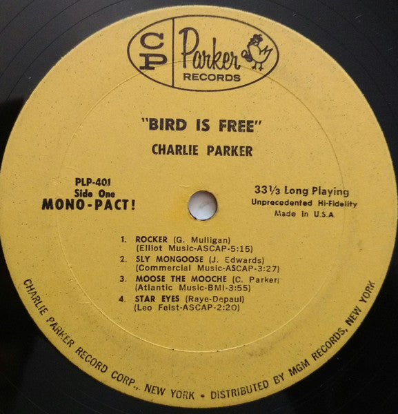 Charlie Parker : "Bird" Is Free (LP, Album, Mono)