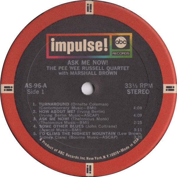 Pee Wee Russell Quartet with Marshall Brown : Ask Me Now! (LP, Album, RE, Gat)