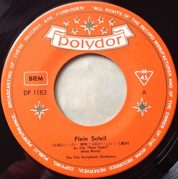 The Film Symphonic Orchestra : 太陽がいっぱい = Plein Soleil (7", Single, Mono)