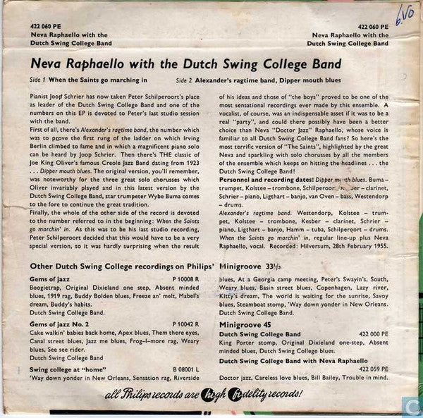The Dutch Swing College Band : When The Saints Go Marching In (7", EP)