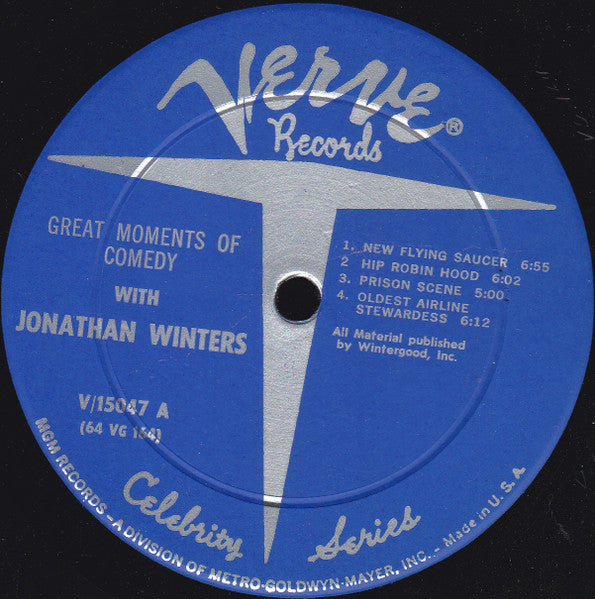 Jonathan Winters : Great Moments Of Comedy With Jonathan Winters (LP, Album, Comp, Mono)