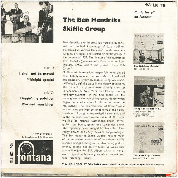 Ben Hendriks Skiffle Group : The Ben Hendriks Skiffle Group (7", EP)