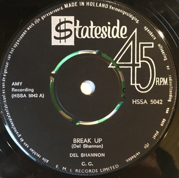 Del Shannon : Break Up (7", Single)
