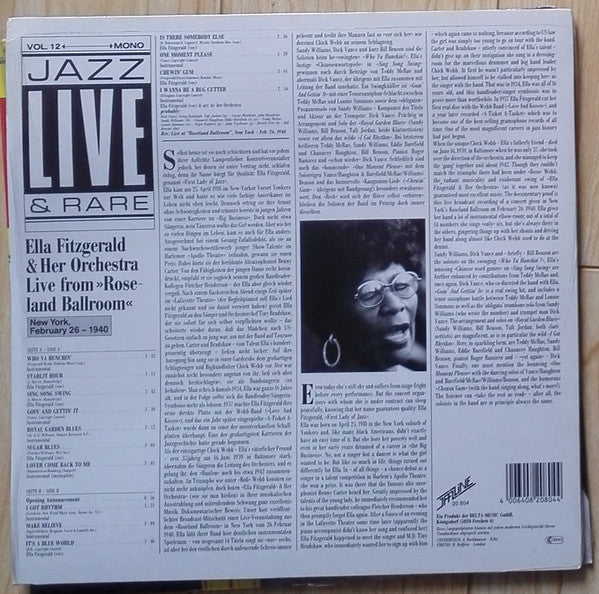 Ella Fitzgerald And Her Famous Orchestra : Jazz Live & Rare Vol. 12 Ella Fitzgerald & Her Orchestra Live From Roseland Ballroom (LP, Mono, Ltd)
