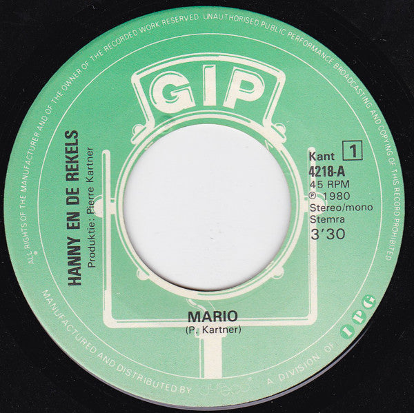 Hanny En De Rekels : Mario (7", Single)